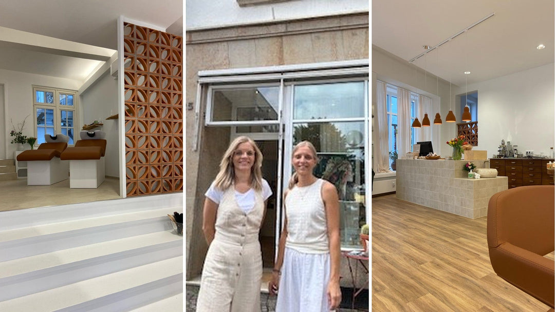Pahi Waschliege Bold in Cognac und Friseurstuhl Eurostile im Friseursalon