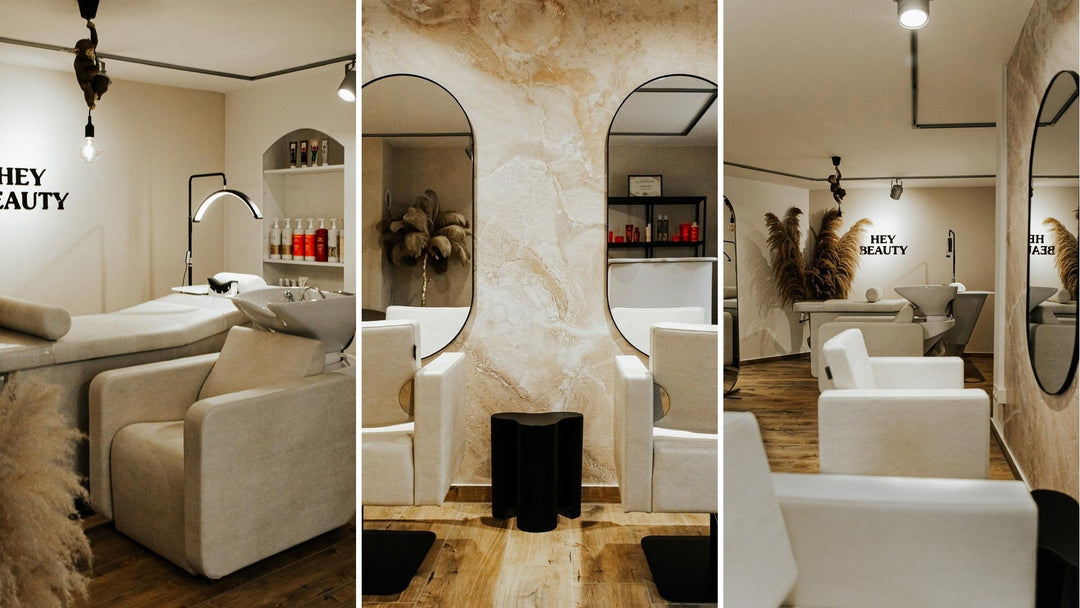 Karisma FABLE Head-Spa-Liege mit Wasserfall-Dusche und Bedienungsstühle SQUARE im Studio