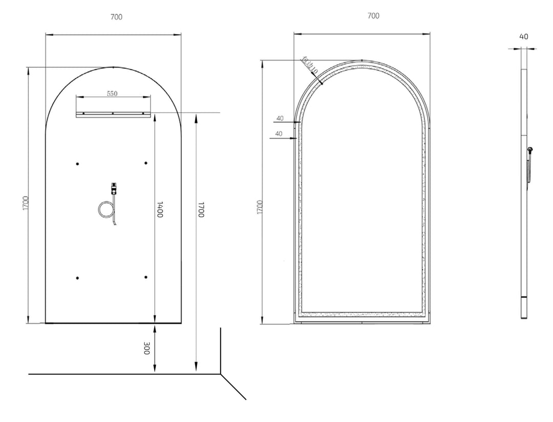 Salondesign24 Specchio da salone DEX LED
