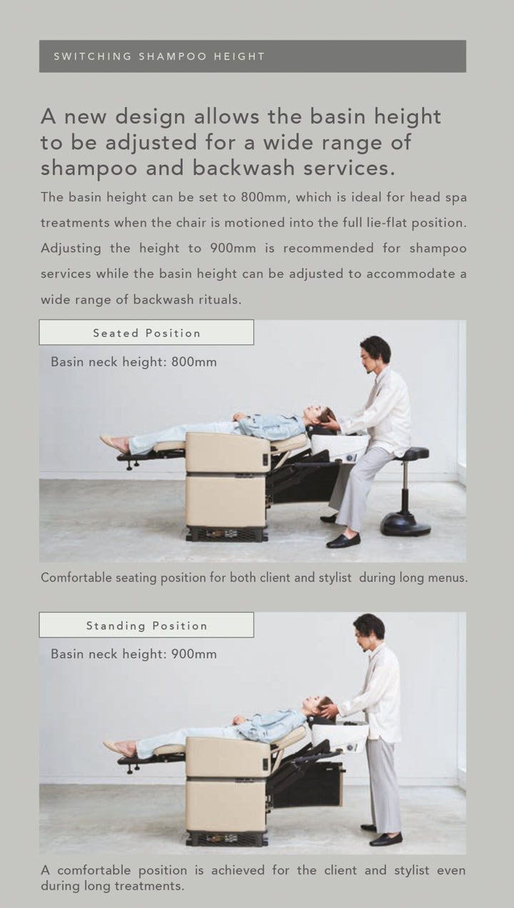 Salondesign24 Poltrona da parrucchiere e lettino lavaggio in uno - ONE con formazione HeadSpa inclusa