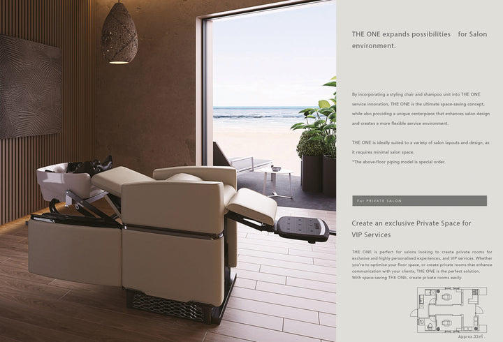 Salondesign24 Poltrona da parrucchiere e lettino lavaggio in uno - ONE con formazione HeadSpa inclusa