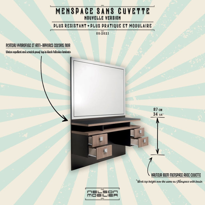 Nelson Mobilier KAPSTATION MENSPACE zonder wasbak