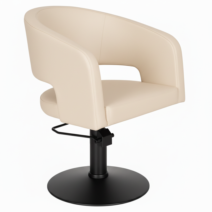Friseurstuhl Cremebeige matt schwarz