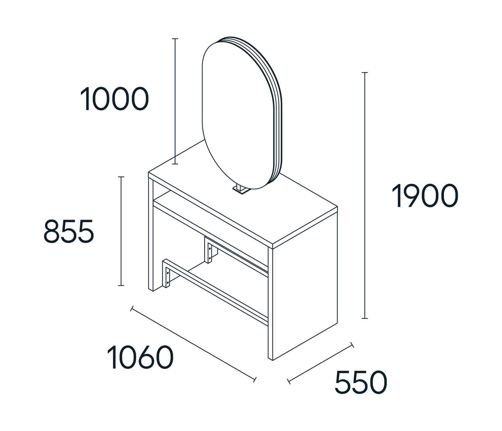 Pahi Doppelfrisierplatz Clay 2S Island