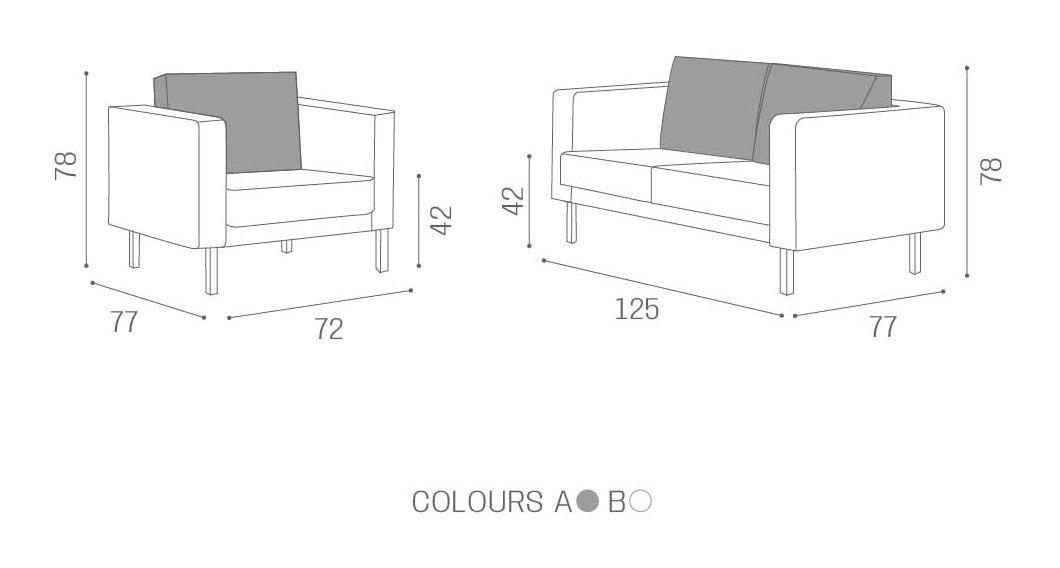 Salondesign24 Wartesofa Lübeck 2-Sitzer Maße in cm