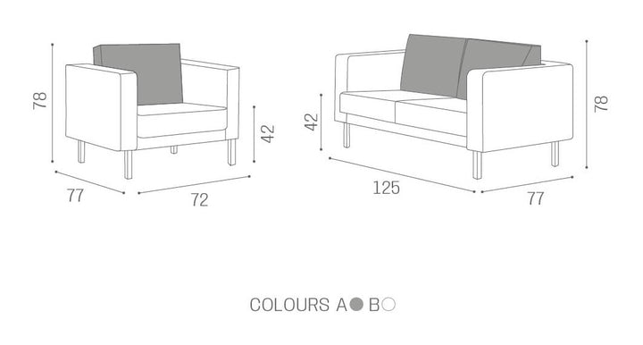 Salondesign24 Wartesofa Lübeck 2-Sitzer Maße in cm