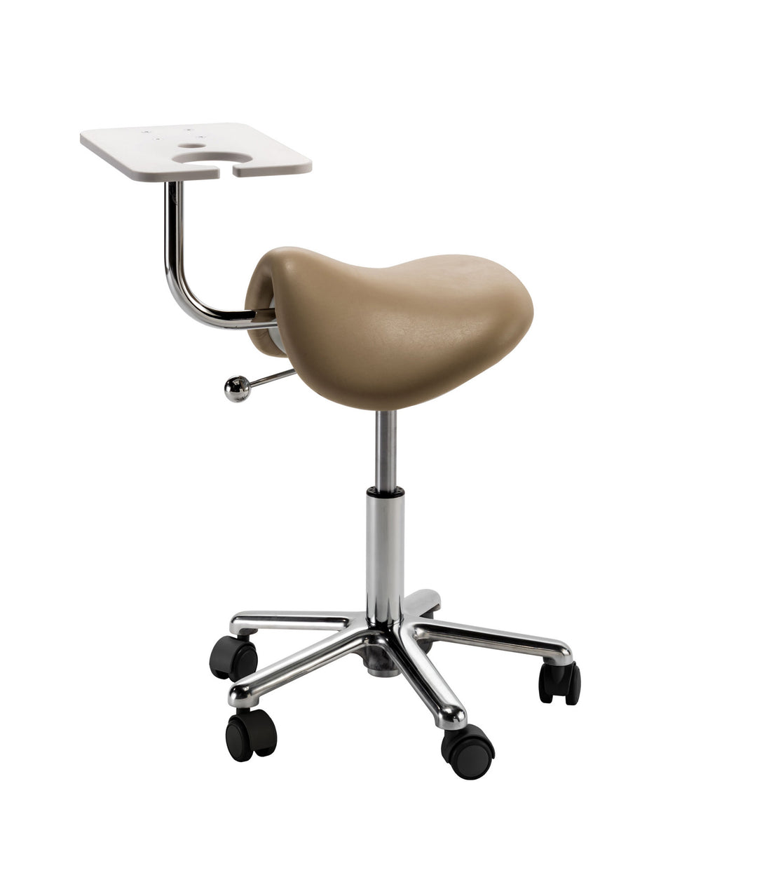 Pietranera HOCKER DEE TRAY MIT VERCHROMTER MINI ALU FUSS UND ROLLEN, MIT GAS LIFT