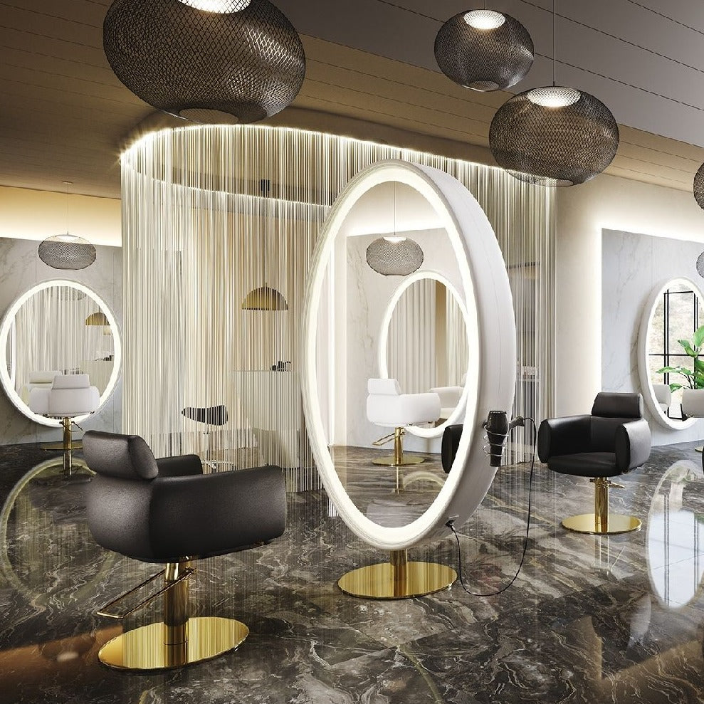 Salondesign24 مجموعة عروض معدات تصفيف الشعر Round