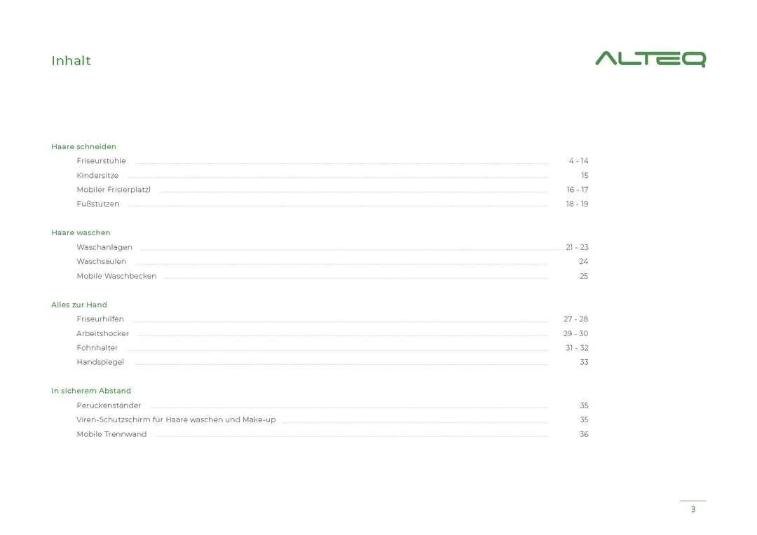 الكتالوج الرئيسي لشركة Alteq لأثاث صالونات الحلاقة