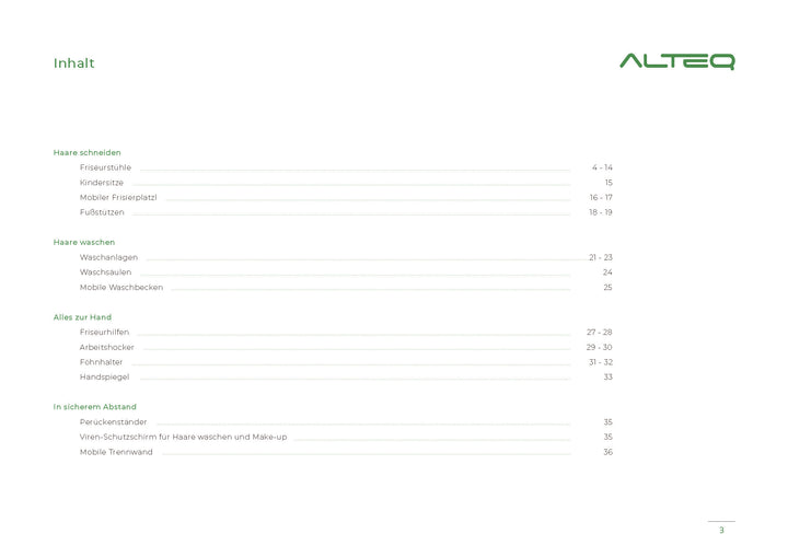 الكتالوج الرئيسي لشركة Alteq لأثاث صالونات الحلاقة