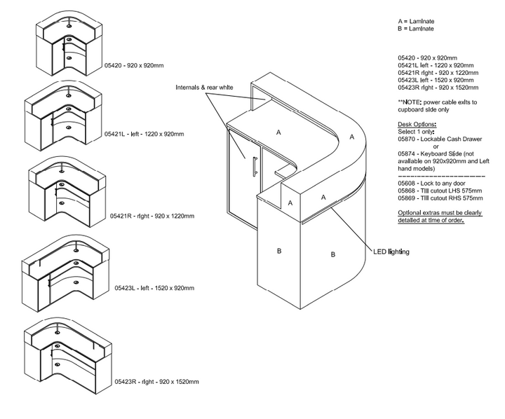 Salondesign24 abgerundete Empfangstheke Salt