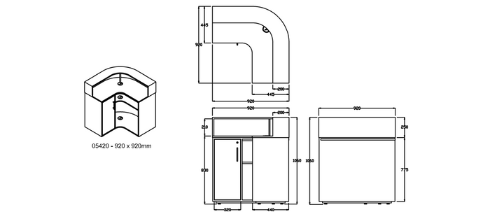 Salondesign24 abgerundete Empfangstheke Salt