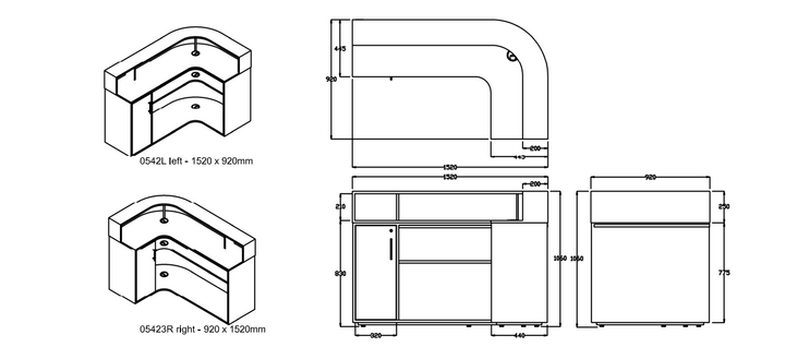 Salondesign24 abgerundete Empfangstheke Salt