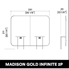 GammaStore Kuaför Aynası MADISON GOLD INFINITE 2P (altın veya siyah çerçeve) elektrikli prizlerle