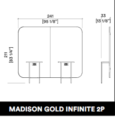 GammaStore hairdressing mirror MADISON GOLD INFINITE 2P (gold or black l. frame) with el. sockets