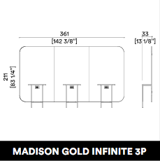 GammaStore hairdressing mirror MADISON GOLD INFINITE 3P (gold or black l. frame) with el. sockets