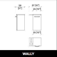 خزانة معلقة GammaStore WALLY door + holder ، اللون أبيض، أسود غير لامع