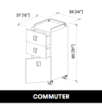GammaStore Wheels cab. COMMUTER 1 ușă 2 sertare, culori lemn/negru/alb, 2 sertare