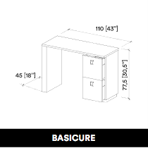 Masa de manichiură GammaStore BASICURE, culori lemn/negru/alb, 2 sertare