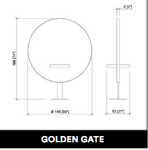 GammaStore Kaptafel GOLDEN GATE (goud of zwart l. frame)  geen stopcontacten