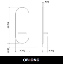 Miroir de coiffure GammaStore OBLONG 1P (cadre doré ou noir) avec étagères, sans prises électriques