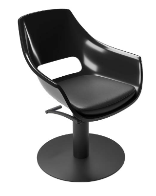 GammaStore Friseurstuhl CLARA BASE SUPERBLACK frame BLACK or WHITE, CUSHION BLACK COLOR