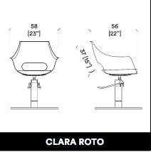 GammaStore Fauteuil de coiffure CLARA BASE ROTO frame BLACK ou WHITE, CUSHION BLACK COLOR
