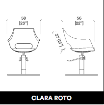 GammaStore Friseurstuhl CLARA BASE ROTO frame BLACK or WHITE, CUSHION BLACK COLOR