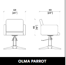 GammaStore Friseurstuhl OLMA BASE PARROT BLACK COLOR