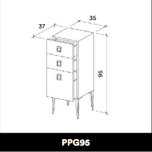 GammaStore Schränkchen PPG95 3 drawers+legs , color wood, black, white