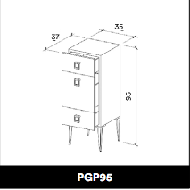 GammaStore Schränkchen PGP95 3 drawers+legs , color wood, black, white