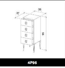 GammaStore Schränkchen 4P95 drawers +legs , color wood, black, white