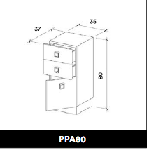 GammaStore Schränkchen PPA80 door+2 drawers , color wood, black, white