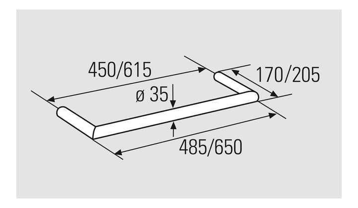 Jobst Fußstütze Forum aus Edelstahl 485 mm - Wandmontage