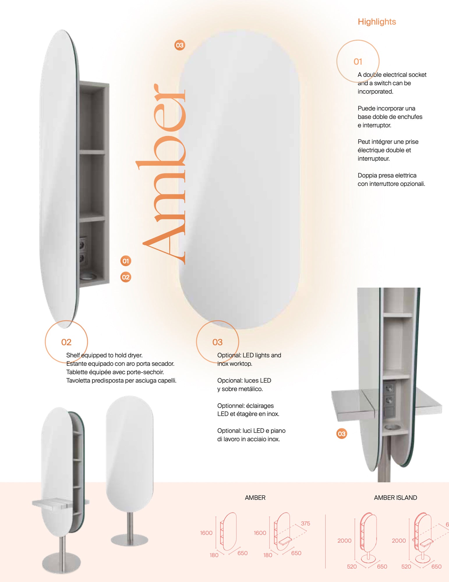 Pahi Doppelfrisierplatz Amber 2S