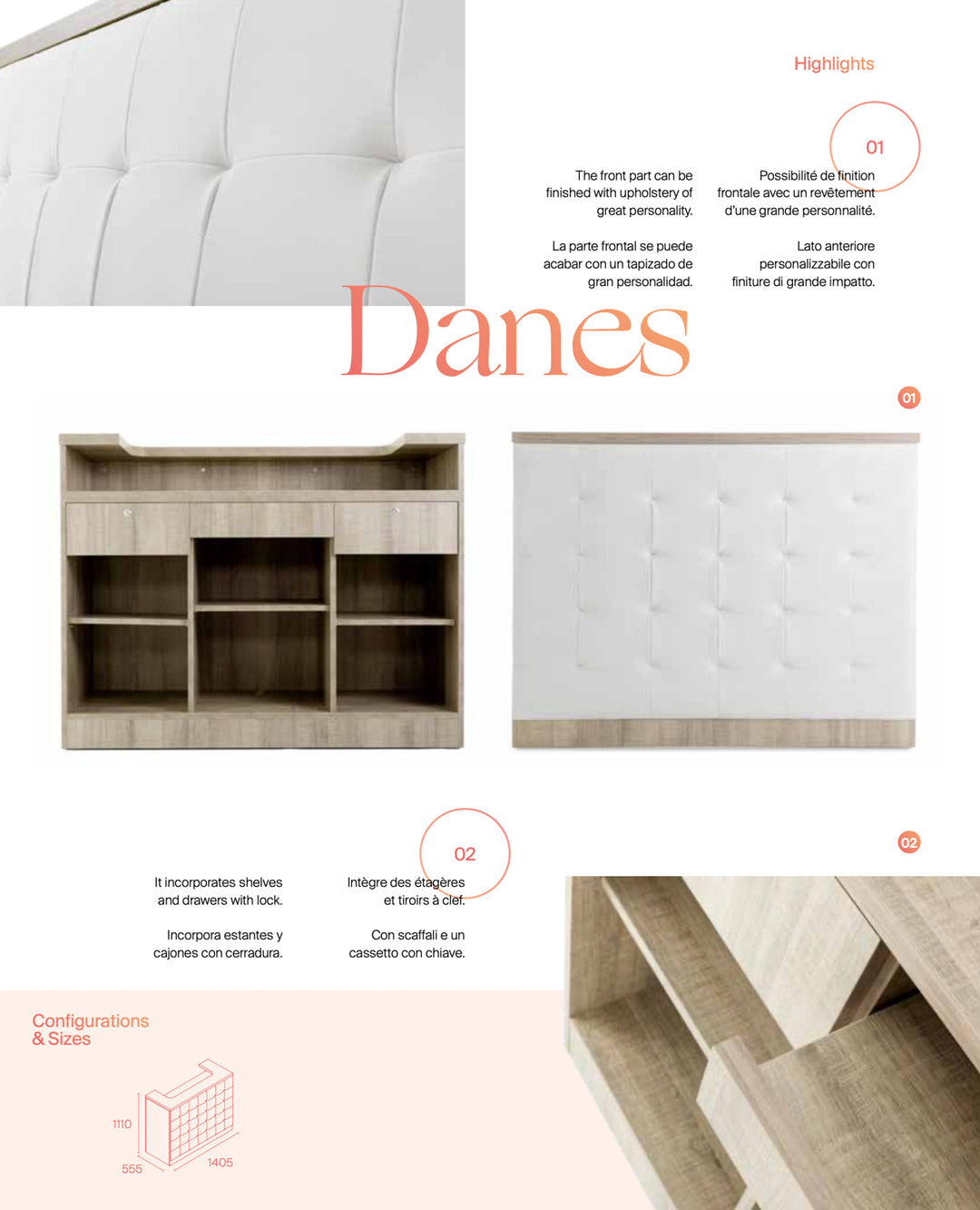 Pahi reception counter Danes with cover