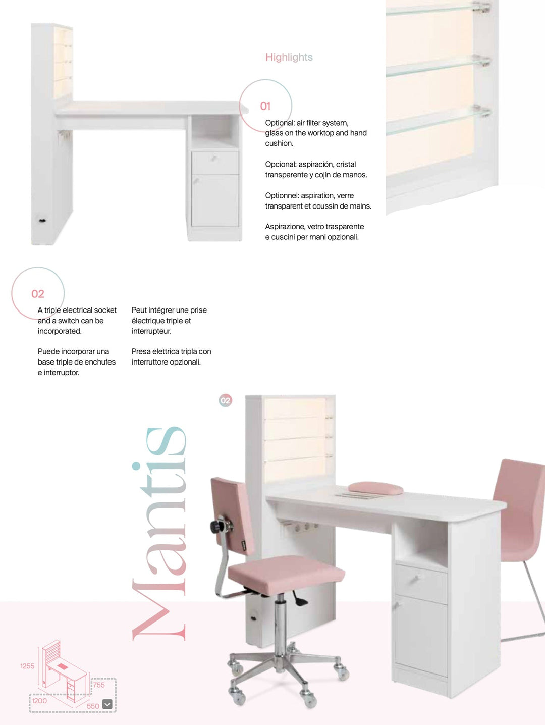 Pahi Nageltisch Mantis LED ohne Absaugung
