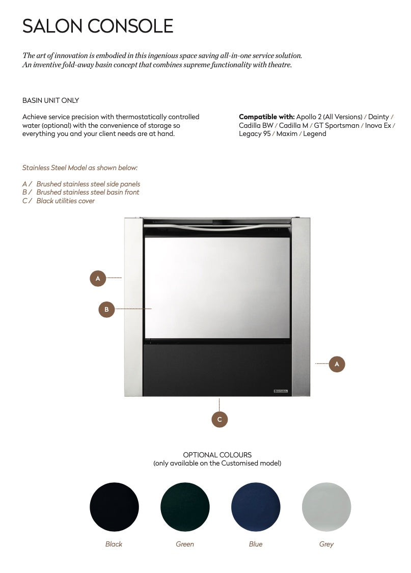 Takara Belmont Lavabo de coiffure rabattable Salon Console - Une solution unique pour gagner de la place