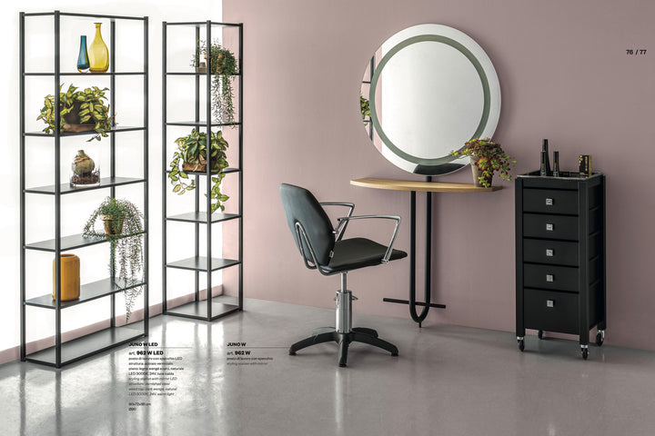 Poste de coiffure mural Artecno avec tablette ronde Juno W