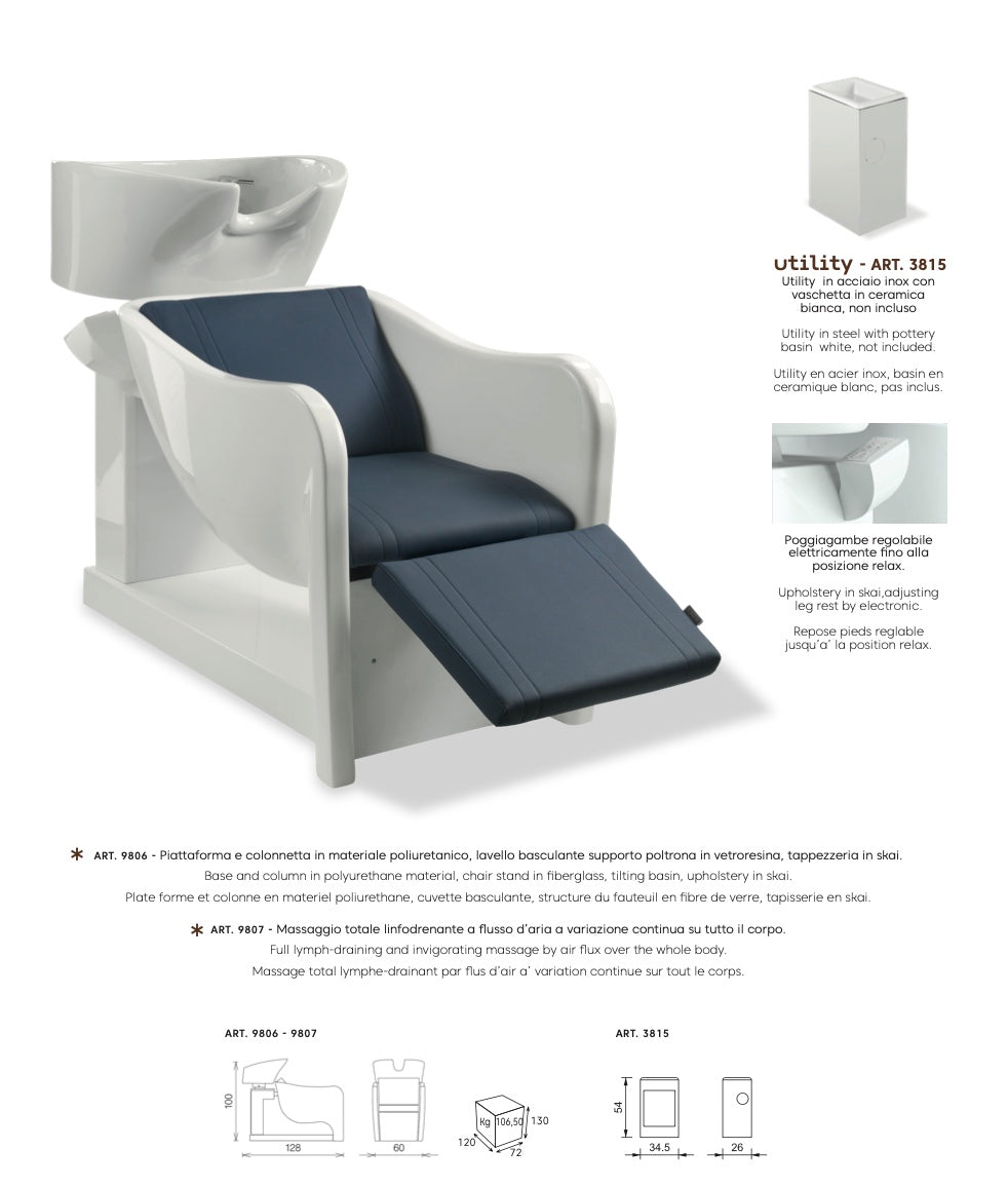 Scaun de spălare cu spălare din spate Vezzosi Curve massage