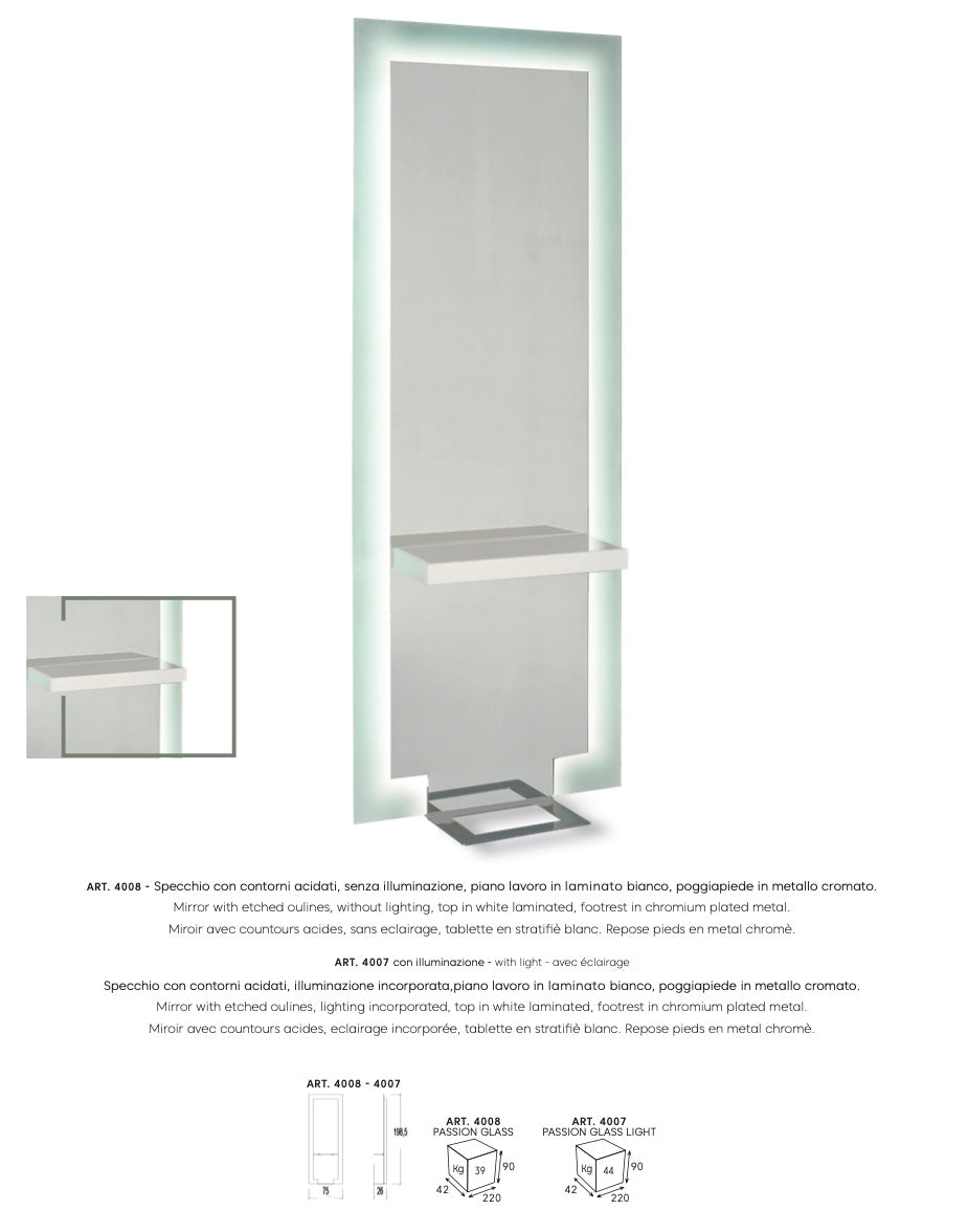 Vezzosi Frisörspiegel Passion Glass light