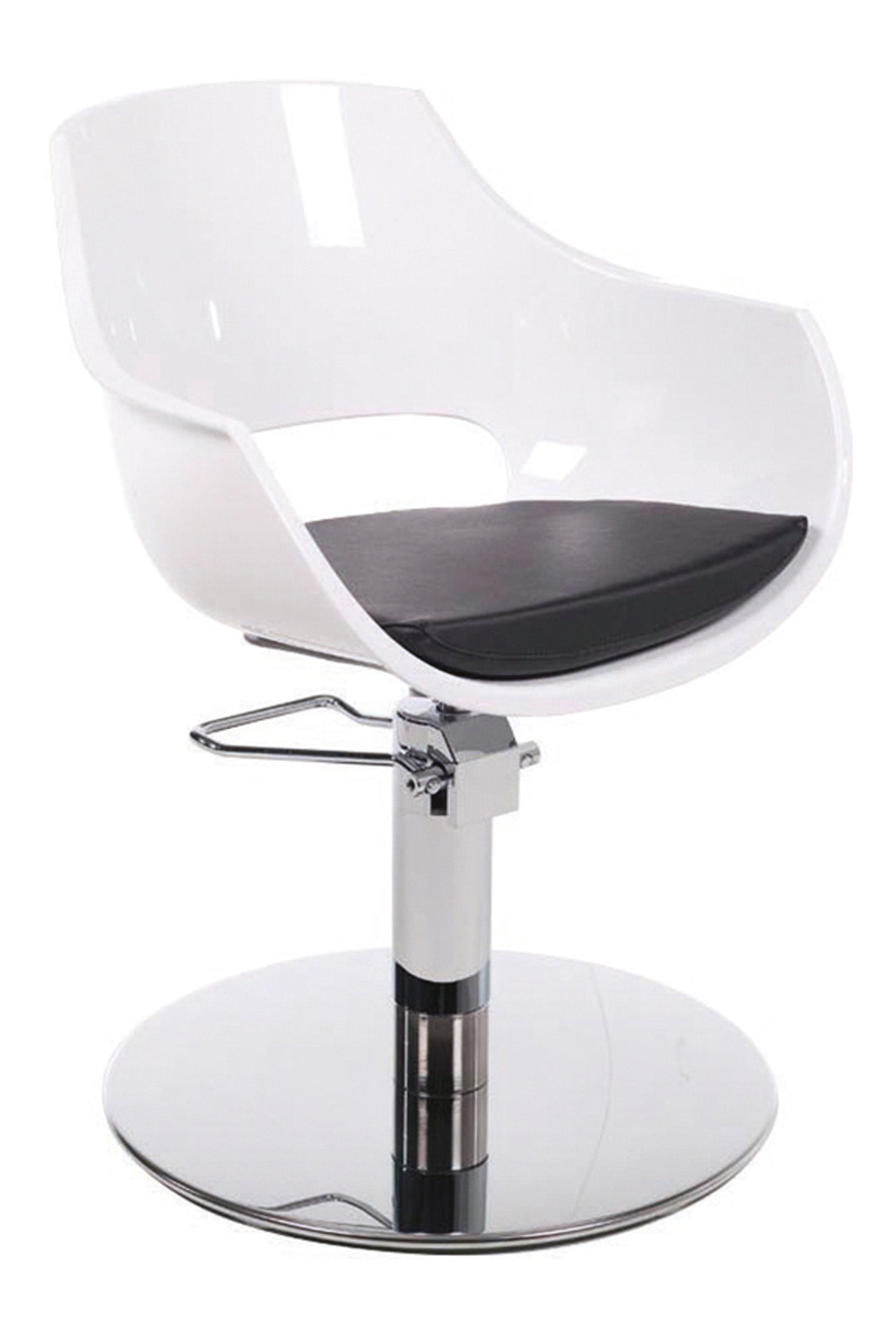 GammaStore Fauteuil de coiffure CLARA BASE ROTO frame BLACK ou WHITE, CUSHION BLACK COLOR