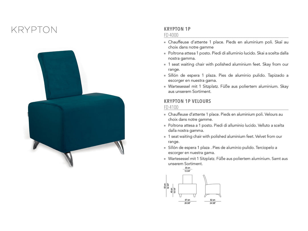 Nelson Mobilier KRYPTON 1P WAITING CHAIR