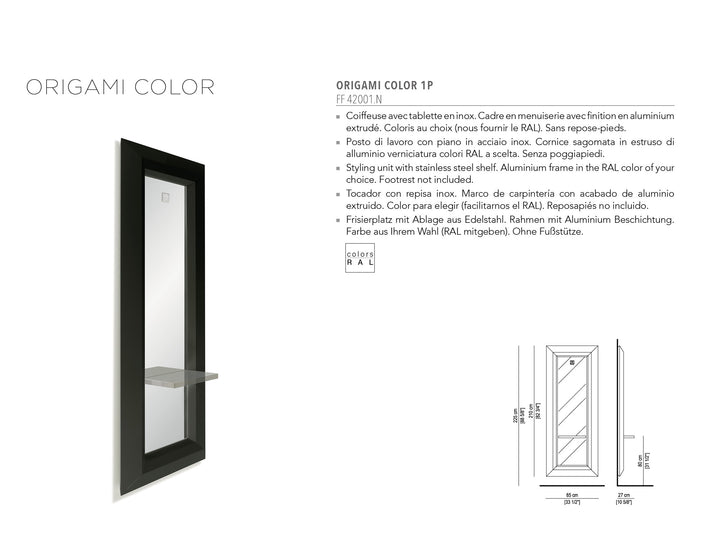 Nelson Mobilier HAIRSTYLING STATION ORIGAMI COLOR 1P