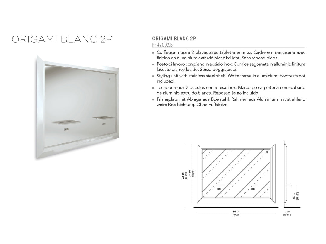 Nelson Mobilier محطة تصفيف الشعر ORIGAMI BLANC 2P