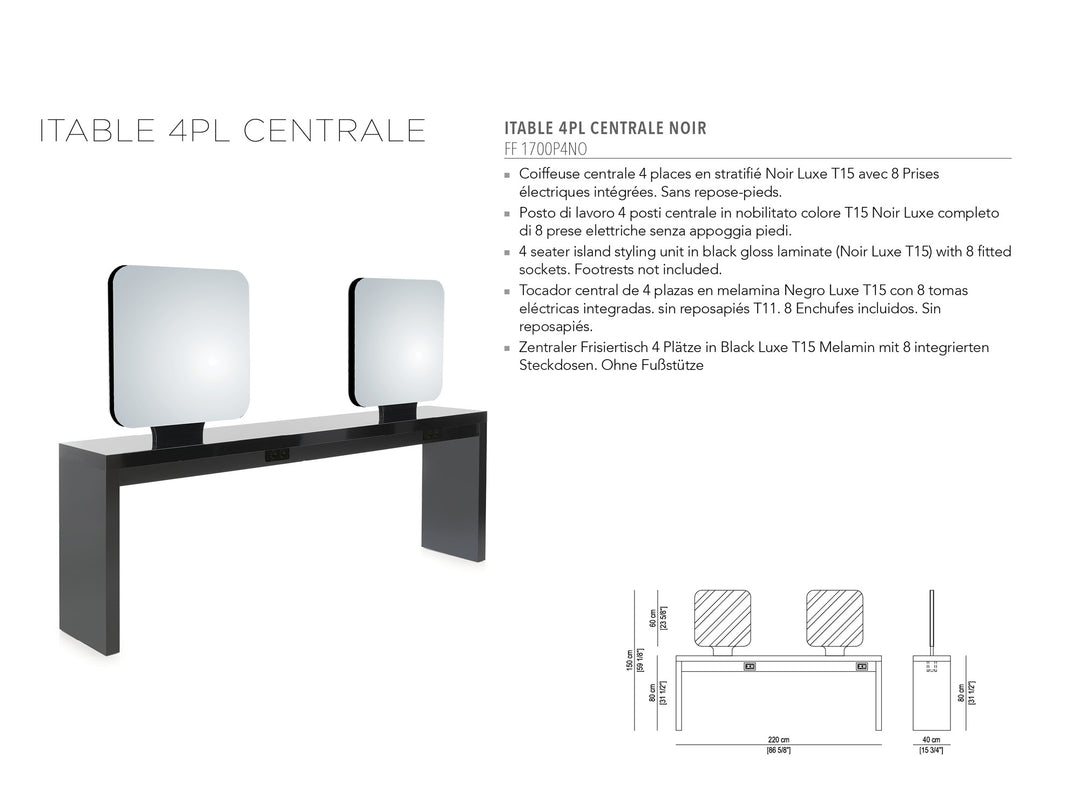 Nelson Mobilier SAÇ BİTİMİ ITABLE 4PL CENTRALE NOIR