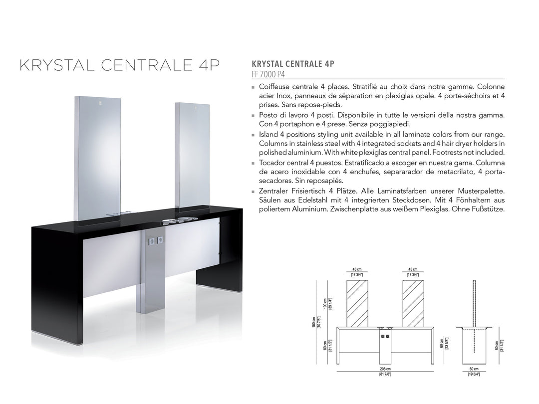 Nelson Mobilier HAIRSTYLING STATION KRYSTAL CENTRALE 4P