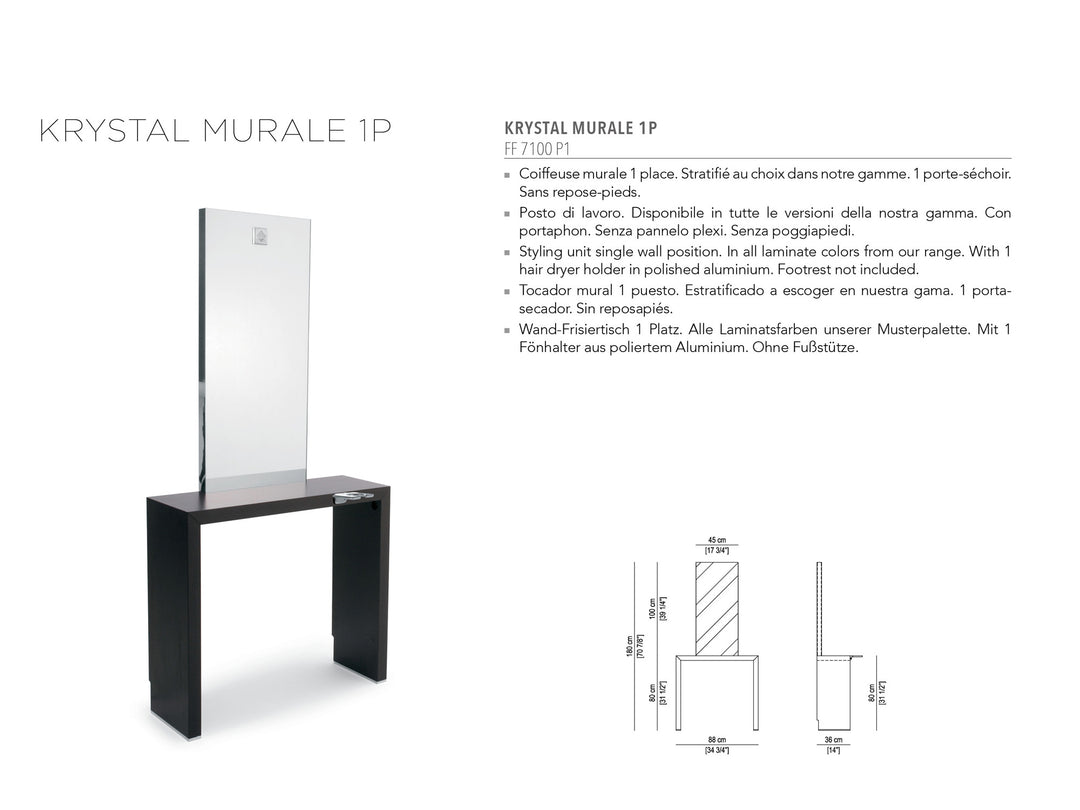 Nelson Mobilier محطة تصفيف الشعر KRYSTAL MURALE 1P