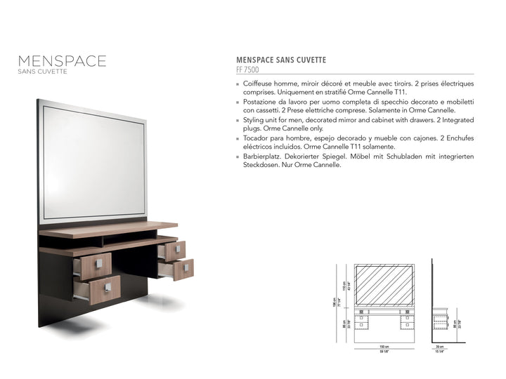 Nelson Mobilier KAPSTATION MENSPACE zonder wasbak