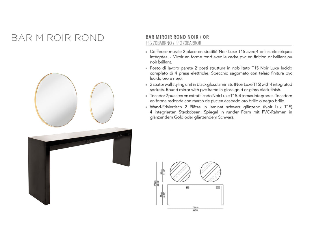 Nelson Mobilier POSTAZIONE DI PARRUCCHIERIA MIROIR ROND OR